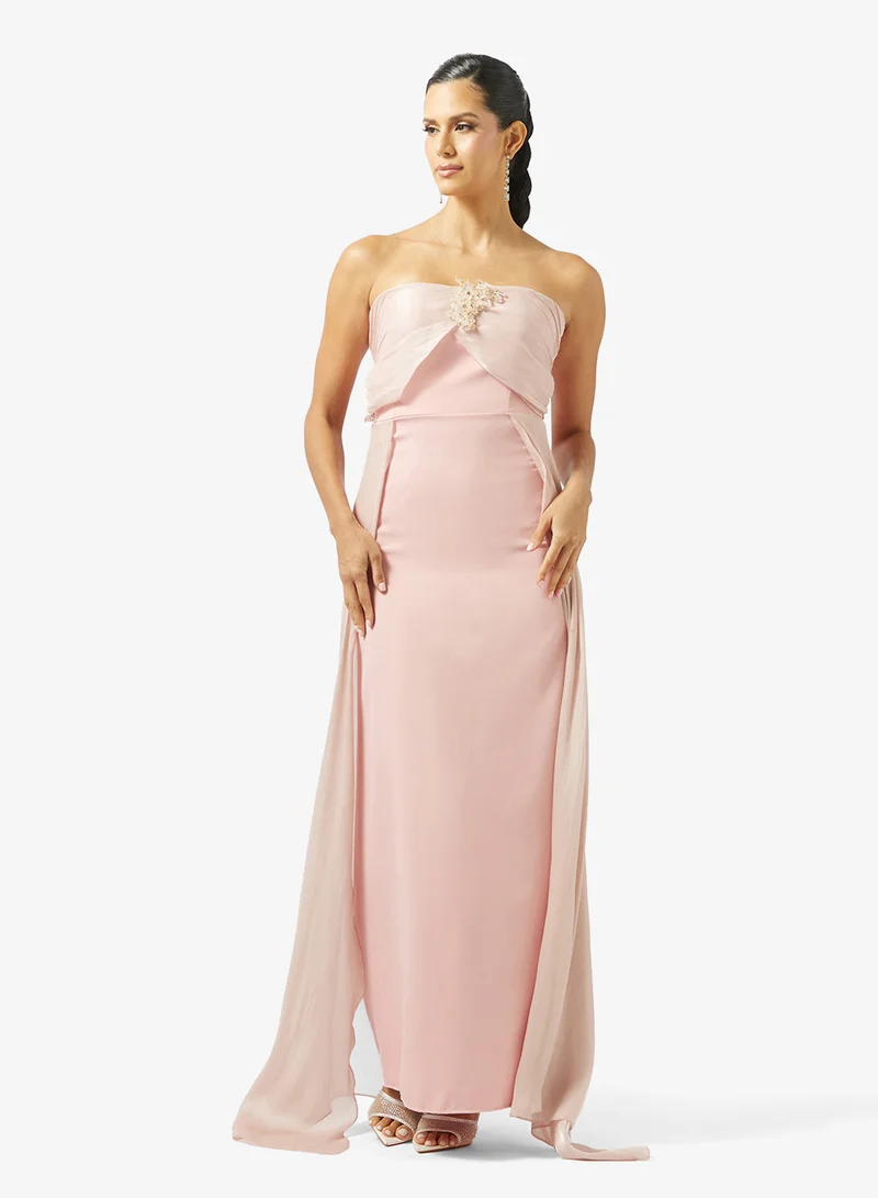 Bandeau Evening Dress With Trail